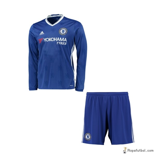 Camiseta Chelsea Replica Primera Ropa ML Niños 2016/17 Azul